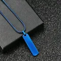 Collana minimalista da uomo con pendente rettangolare in acciaio blu gioiello elegante - Blu