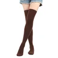 Solid brown over-the-knee high stockings for women featuring a comfortable knit texture - One Size / Coffee 13#