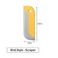 Grattoir en caoutchouc souple en forme d'oiseau jaune et gris pour cuisine, 16x6cm (86 chars) - Grattoir en caoutchouc souple en forme d'oiseau