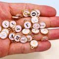 26Pcs alphabet charms for DIY jewelry making in gold white enamel - Alphabet Set (DY147) / Set of 26 / New Style 82 Striped White