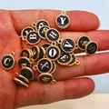 Set of 26 black enamel alphabet letter charms with gold alloy edges for jewelry making - Alphabet Set (DY147) / Set of 26 / New Style 83 Striped Black