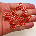 Collection of round red enamel and gold alloy alphabet charms for DIY jewelry making - Alphabet Set (DY147) / Set of 26 / New Style 85 Red