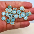 26-piece set of sky blue enamel alphabet charms with gold rim for DIY jewelry - Alphabet Set (DY147) / Set of 26 / New Style 86 Striped Blue