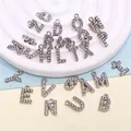 Set of 26 silver alloy alphabet letter charms with sparkling rhinestones for DIY jewelry - Rhinestone Alphabet Set (DY147) / Set of 26 / Style 81 Full Rhinestone Letter White K