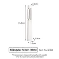 White triangular Japanese vegetable peeler with stainless steel dual blade design - 15.5x2.5x1.1cm / Triangular Peeler - White (2361)
