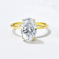 Eleganter vergoldeter S925 Sterlingsilberring mit großem funkelndem Zirkoniastein im Ovalschliff - Hauptring / Größe 7