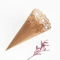 Elegant laser-cut heart kraft paper confetti cone for wedding and DIY party decor - Kraft Paper 150G