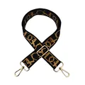 Adjustable wide replacement shoulder strap for crossbody bags in black and gold pattern - Black