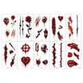 Lot de 10 tatouages temporaires d'Halloween avec des motifs de sang et de blessures - Style de Cicatrice DE / Lot de 10 feuilles