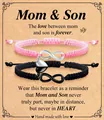 Ensemble de bracelets tressés cœur infini rose et noir pour mère et fils avec carte - Symbole de l'Infini et Cœur Noir-Blanc - Noir/Rose