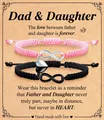 Coffret de bracelets tressés ajustables avec breloques infini cœur et carte de vœux - Symbole de l'Infini et Cœur - Noir/Rose