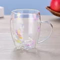 Handmade double-walled glass mug with colorful dried flowers and transparent handle - 350ml-Mixed Color Dried Petals (Style-7)
