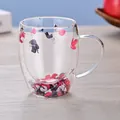 Double walled borosilicate glass mug with decorative dried flowers inside - 350ml-Dark Dried Petals (Style-10)
