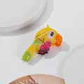 Süße gelbe Haarspange in Vogelform aus Acetat mit bunten Akzenten - Ingwergelb 9.7cm