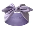 Soft lavender purple elastic headband featuring a large knotted rabbit ear bow design. - Purple
