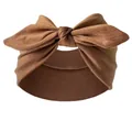 Soft brown elastic headband with knotted rabbit ears design for babies and toddlers - Light Coffee