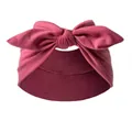Solid burgundy elastic knotted rabbit ear bow headband for yoga and fitness sports - Purplish Red