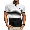Polo de sport décontracté pour hommes avec design de rayures bicolores noir et blanc. - S / Blanc