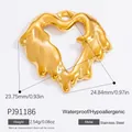Gold stainless steel melting heart charm pendant for DIY jewelry making with dimensions - Gold Fluid Heart Style (PJ91186) / 1 Piece