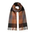 Soft cashmere-like plaid scarf shawl with fringe tassels for women in brown and grey - Large Plaid Coffee (36#) / 200X60CM (Including Fringe)