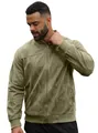 Premium slim fit men's faux suede zipper jacket with stand collar in olive green finish - S / Army Green