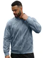 Modern slim fit men's faux suede bomber jacket in light blue featuring a full zip closure - S / Aqua