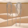 Elegant gun black alloy drop earrings with multiple layers of sparkling rhinestone tassels - Chain Tassel (Gun Black)