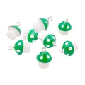 Green mushroom resin charms for DIY jewelry making with white dots. - Green