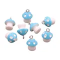 Cute light blue resin mushroom charm with white dots for DIY jewelry and crafts making - Sky Blue