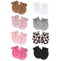 Soft cotton newborn baby scratch mittens with elastic cuffs in various colors - One Size / Full Color Mix (8 Pairs Set)