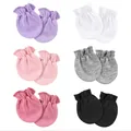 Set of multi-color soft cotton baby mittens for newborns featuring secure elastic cuffs - One Size / 6 Pairs Set A (Lt Purple/Pink/Dk Pink/White/Grey/Black) / Elastic Cuff (0-1 Year)