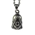 Vintage Freemasonry symbol bell pendant necklace with antique silver finish for men - Antique Color (Pendant + Buckle + Chain)