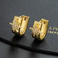 Elegant gold star-shaped hoop earrings with micro-inlaid stones for women - Golden Star U-shaped Hoop Style(J)