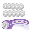 45mm purple rotary cutter with 10 replacement blades for fabric and leather cutting - 1 Handle + 10 Blades / Purple