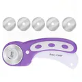 45mm purple rotary cutter tool set with 5 spare stainless steel blades for fabric and leather - 1 Handle + 5 Blades / Purple