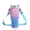 Pink and blue gradient neoprene water bottle carrier sleeve for 40oz tumbler with strap - Gradient - Round Pouch