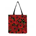 Große Leinwand-Einkaufstasche mit lebhaftem rotem Mohnblumen-Print auf schwarzem Grund - Roter Mohn-Druck (hm5184)