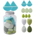 Set completo di spugnette per trucco blu e verdi in un barattolo di conservazione - Verde (Set da 14 pezzi)