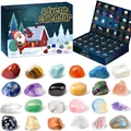 Christmas advent calendar set featuring 24 unique natural stones and crystals. - Green