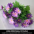 Purple and pink artificial wild daisy bouquet with 15 flower heads per stem - Wild Daisy / Purple