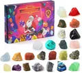 24 days Christmas advent calendar set with assorted natural crystals and healing stones for kids - Red