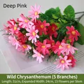 Dark pink artificial wild daisy bouquet with 15 flowers and 5 branches, 31cm length - Wild Daisy / Deep Pink