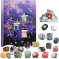Christmas advent calendar 24 days countdown box with healing crystals and natural stones - Purple