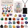 Crystal healing stone advent calendar set with 24 chakra meditation stones - White