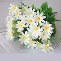 Cream white artificial wild daisy bouquet featuring 5 branches and 15 flower heads - Wild Chrysanthemum Milky White