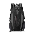 Professional front view of a black and gray large capacity outdoor hiking backpack - Black