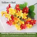 Artificial yellow and red daisy bouquet 32cm with 28 flowers per stem - Dancing Chrysanthemum Yellow + Red
