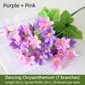 Elegant purple and pink artificial dancing daisy bouquet with 28 flowers, 32cm length. - Dancing Chrysanthemum Purple + Pink