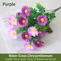 Purple artificial daisy bouquet with 15 flower heads for home decoration - Waterweed Purple