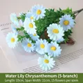 Lifelike light blue artificial daisy bouquet with 15 silk flowers for rustic home decoration - Waterweed Blue